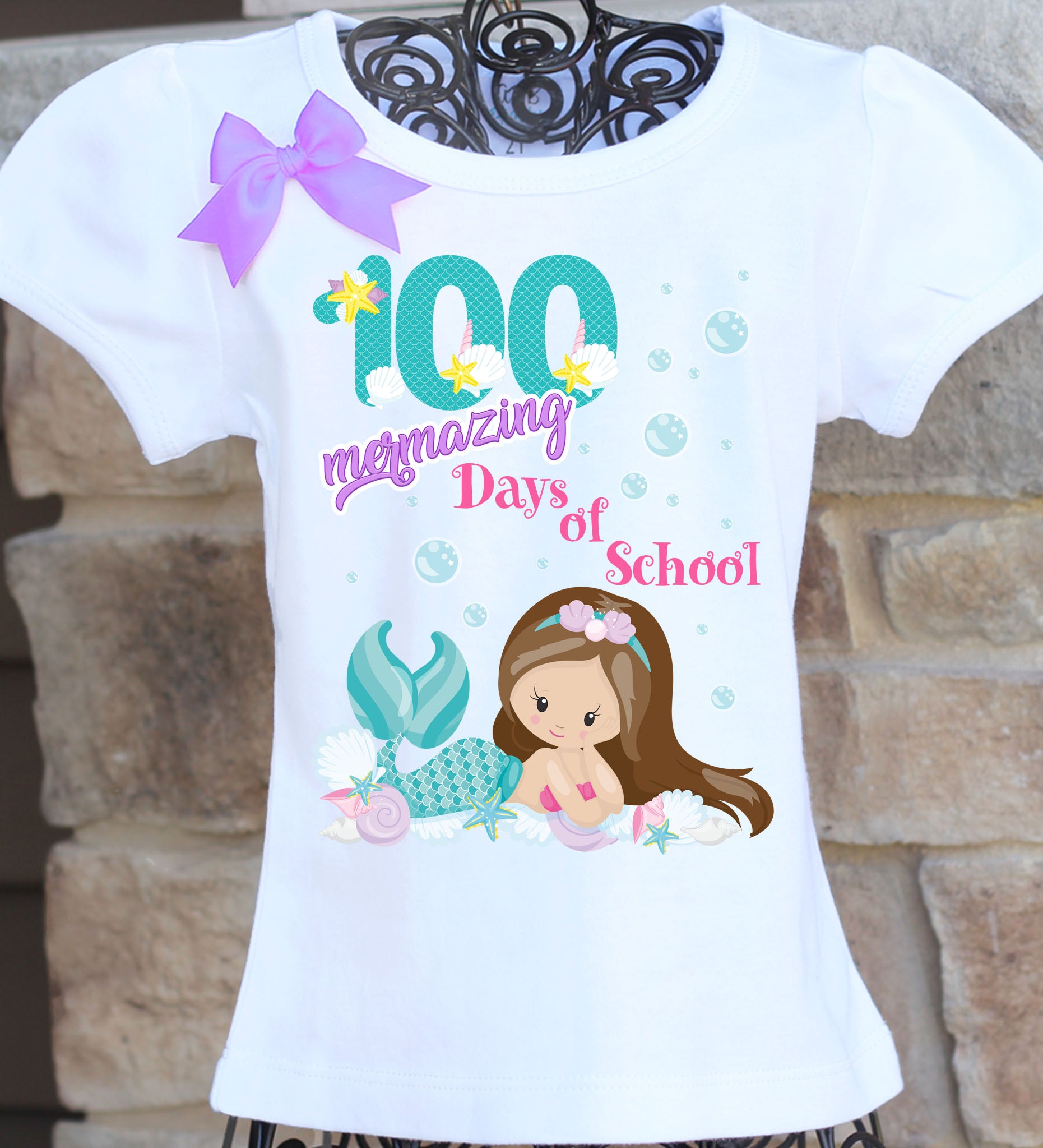 100th Day of School Mermaid Shirt 18M Carter's Onesie / Long Sleeve