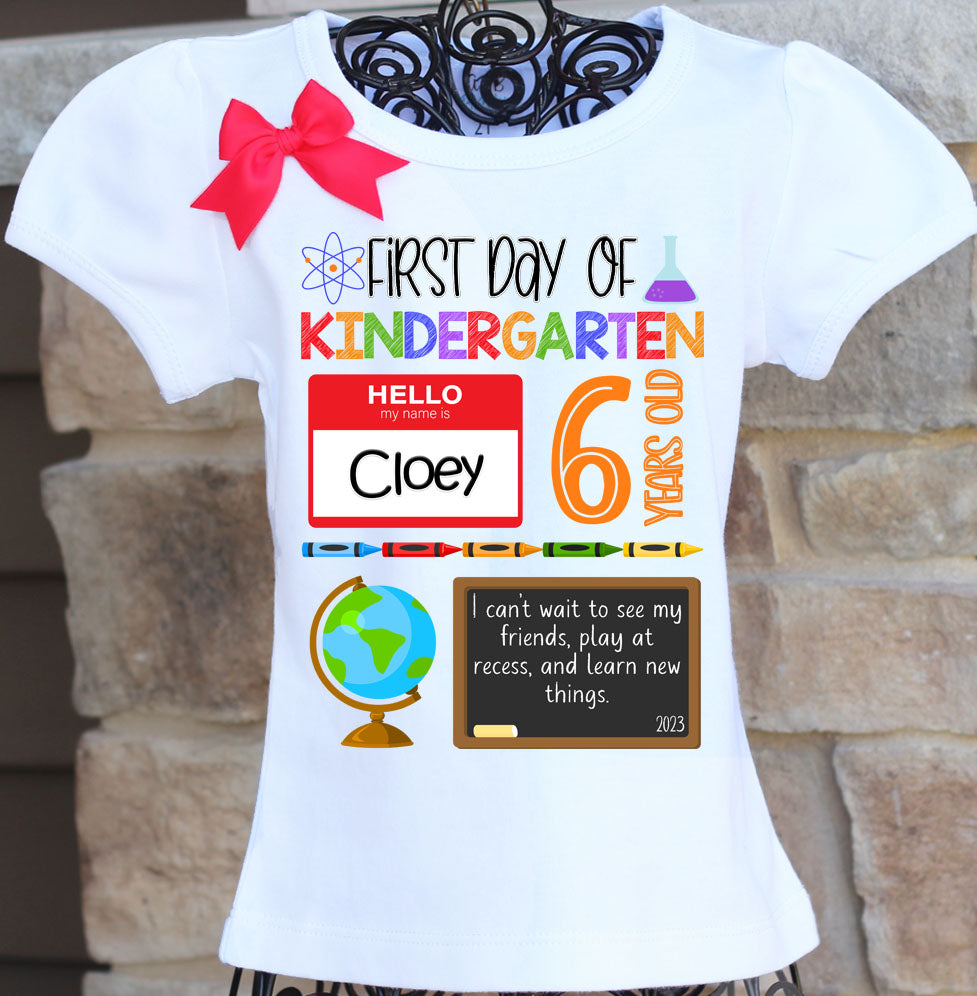 1st day of kindergarten shirt