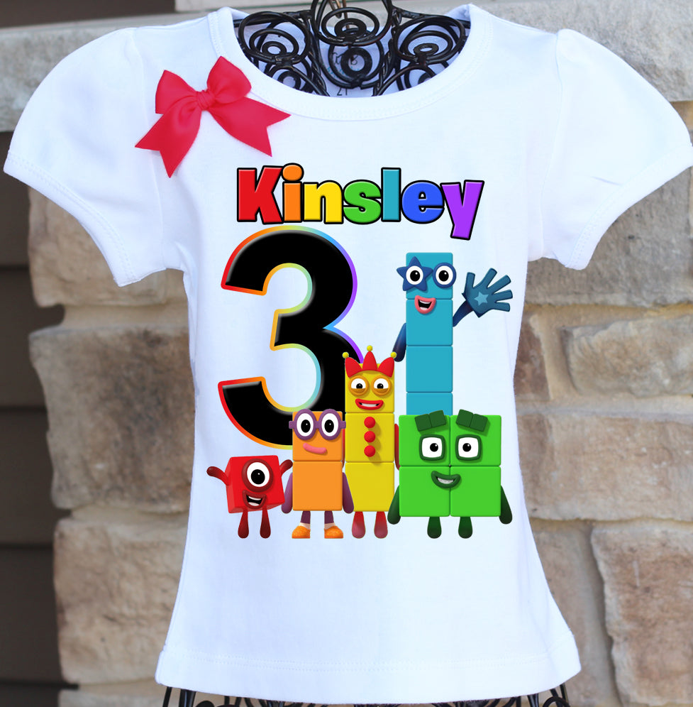 Number Blocks Birthday Custom T Shirt Heat Iron on Transfer