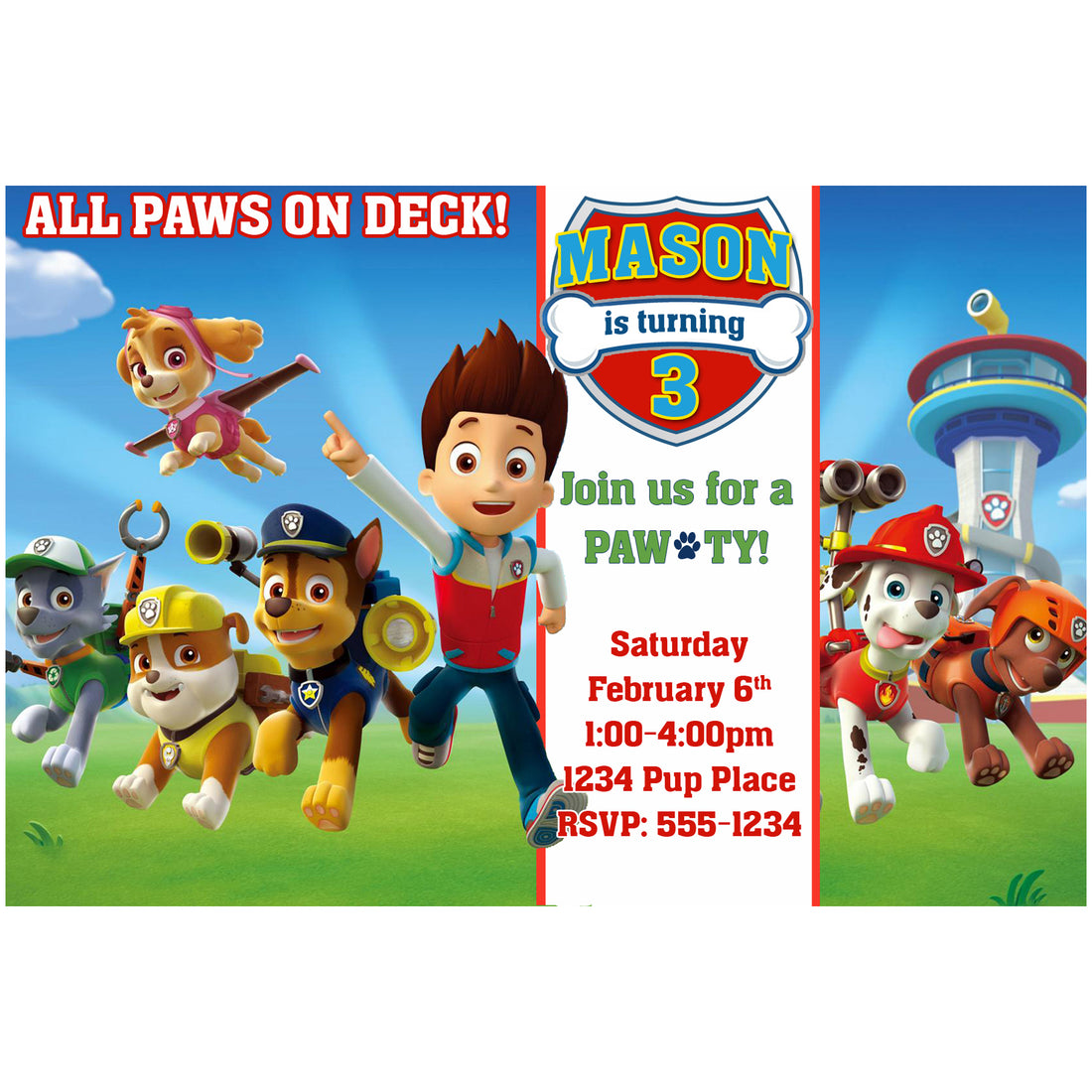 Paw Patrol Birthday Invitation Digital Download – Twistin Twirlin Tutus