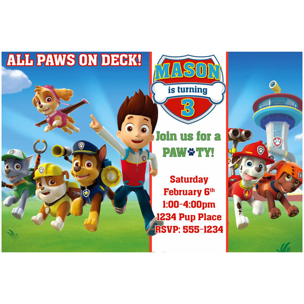 Paw Patrol Birthday Invitation Digital Download – Twistin Twirlin Tutus