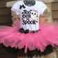 Girly pink and black halloween tutu outfit
