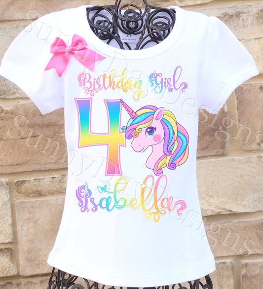 Rainbow Unicorn birthday shirt