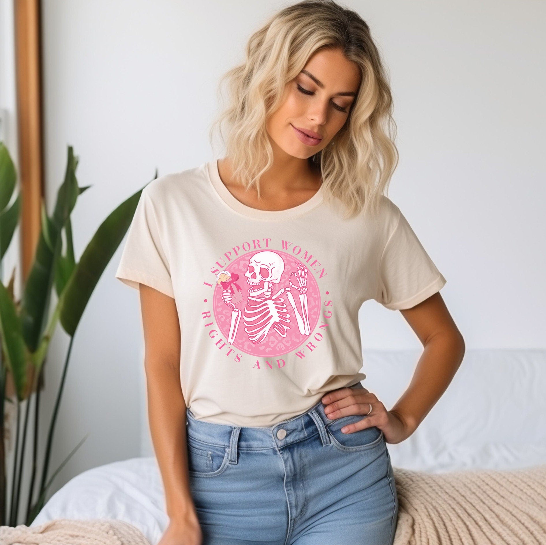 Coquette Skeleton T Shirt, Women T-shirt, Comfortable Cool Classic Girly Tee, Coquette Feminism T Shirt, Support Women Graphic Tee