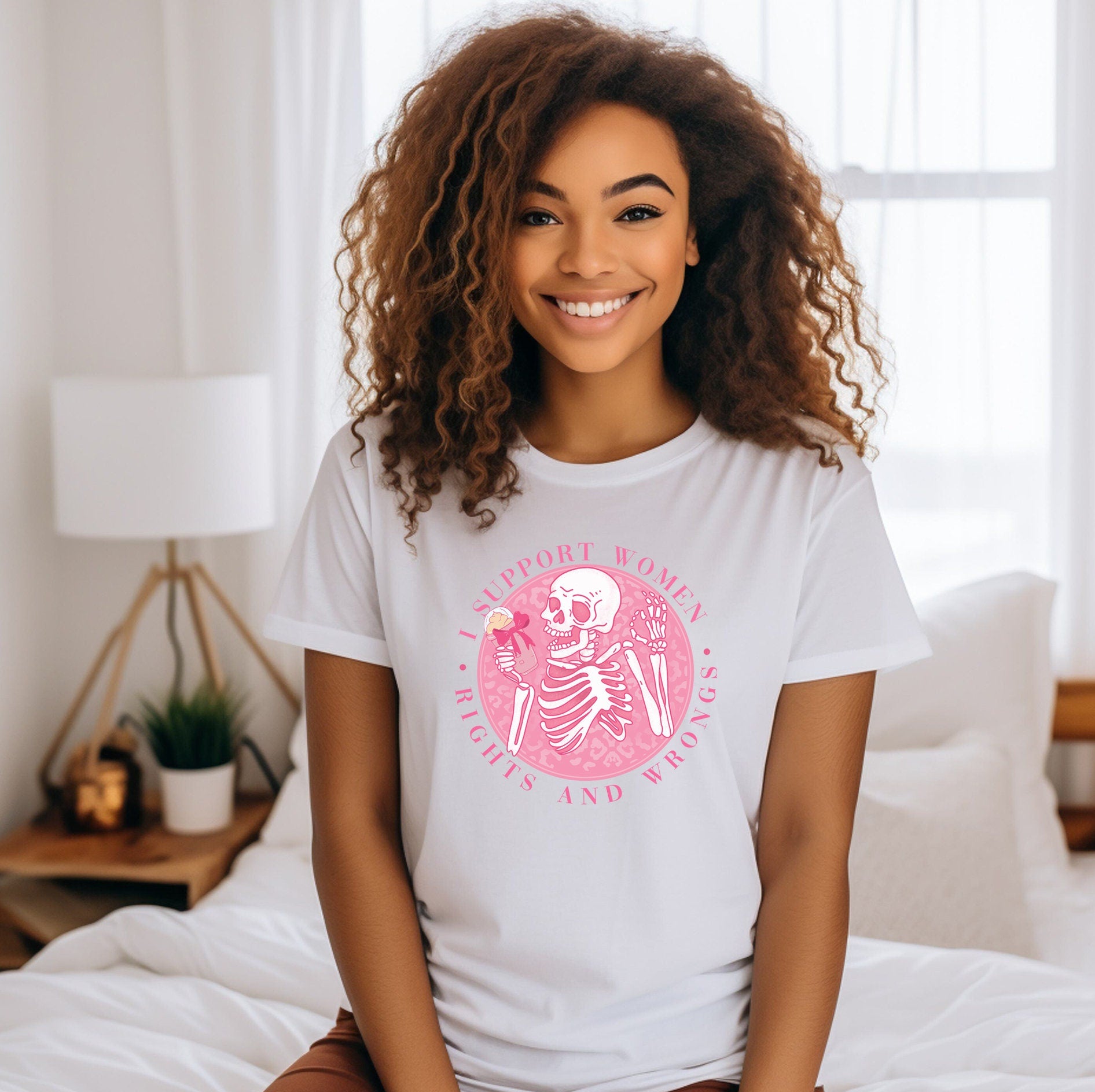 Coquette Skeleton T Shirt, Women T-shirt, Comfortable Cool Classic Girly Tee, Coquette Feminism T Shirt, Support Women Graphic Tee