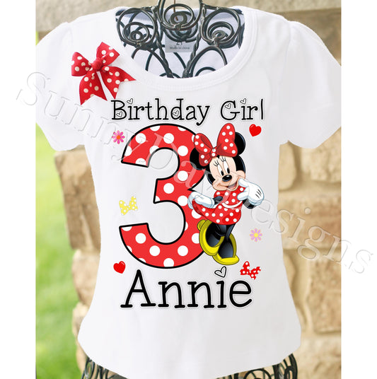 Minnie Mouse Birthday Shirt, Minnie Mouse Birthday Outfit, Red Minnie Mouse Birthday Shirt