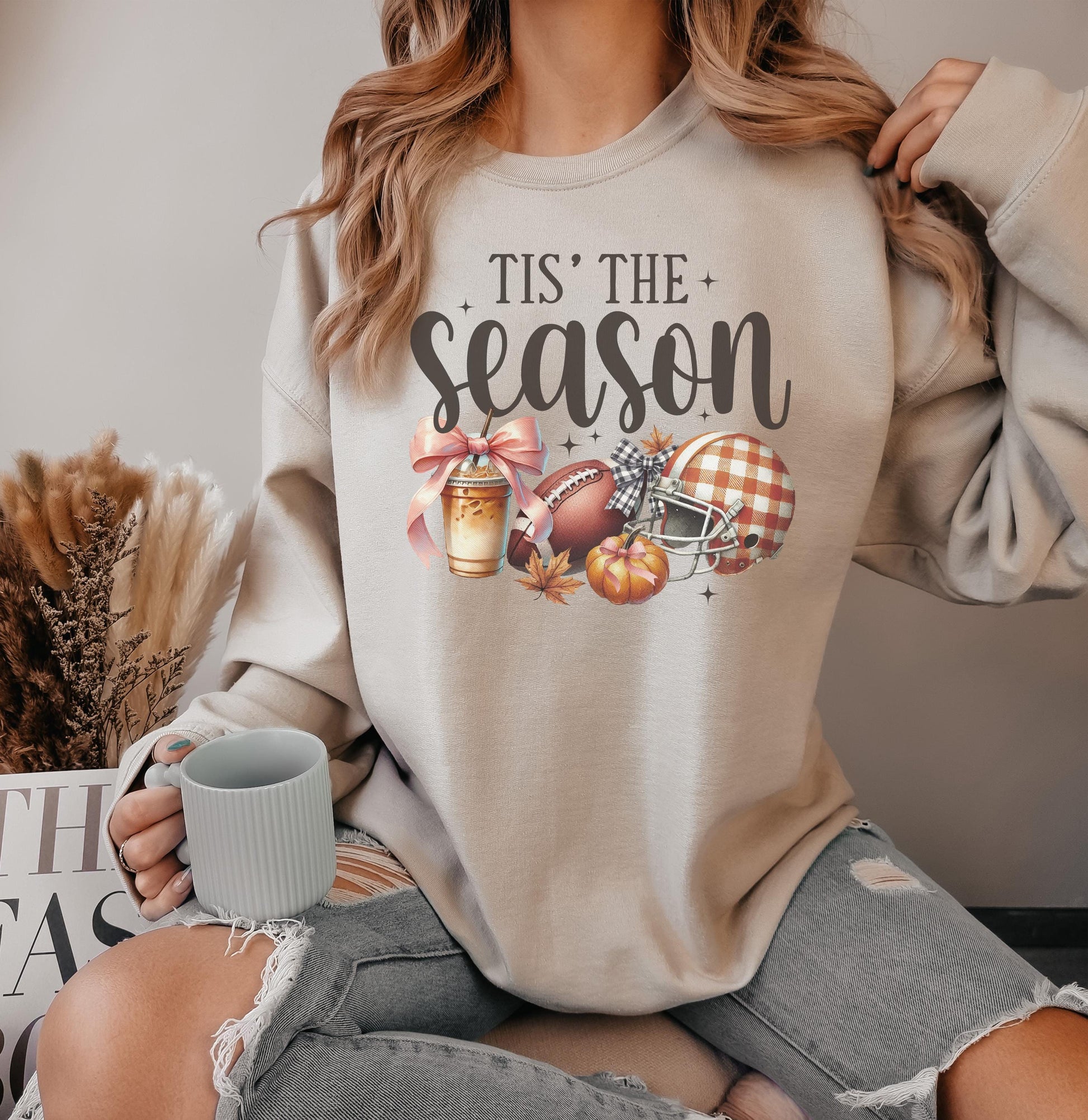 Fall Season Sweatshirt, Football Coffee Sweatshirt, Fall Vibes Sweatshirt, Coquette Fall Sweatshirt, Cozy Fall Sweatshirt