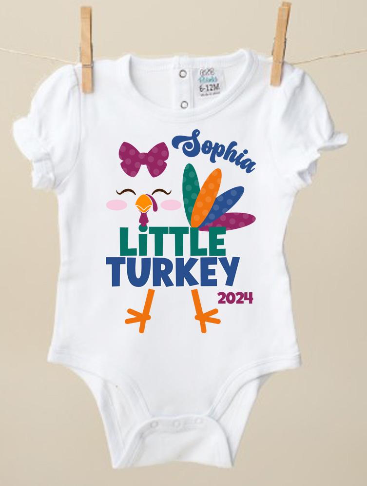 little turkey personalized thanksgiving outfit