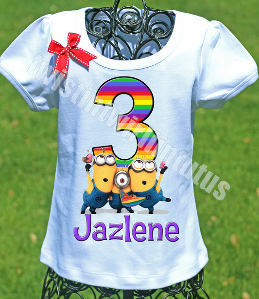 Rainbow Minion Birthday Shirt