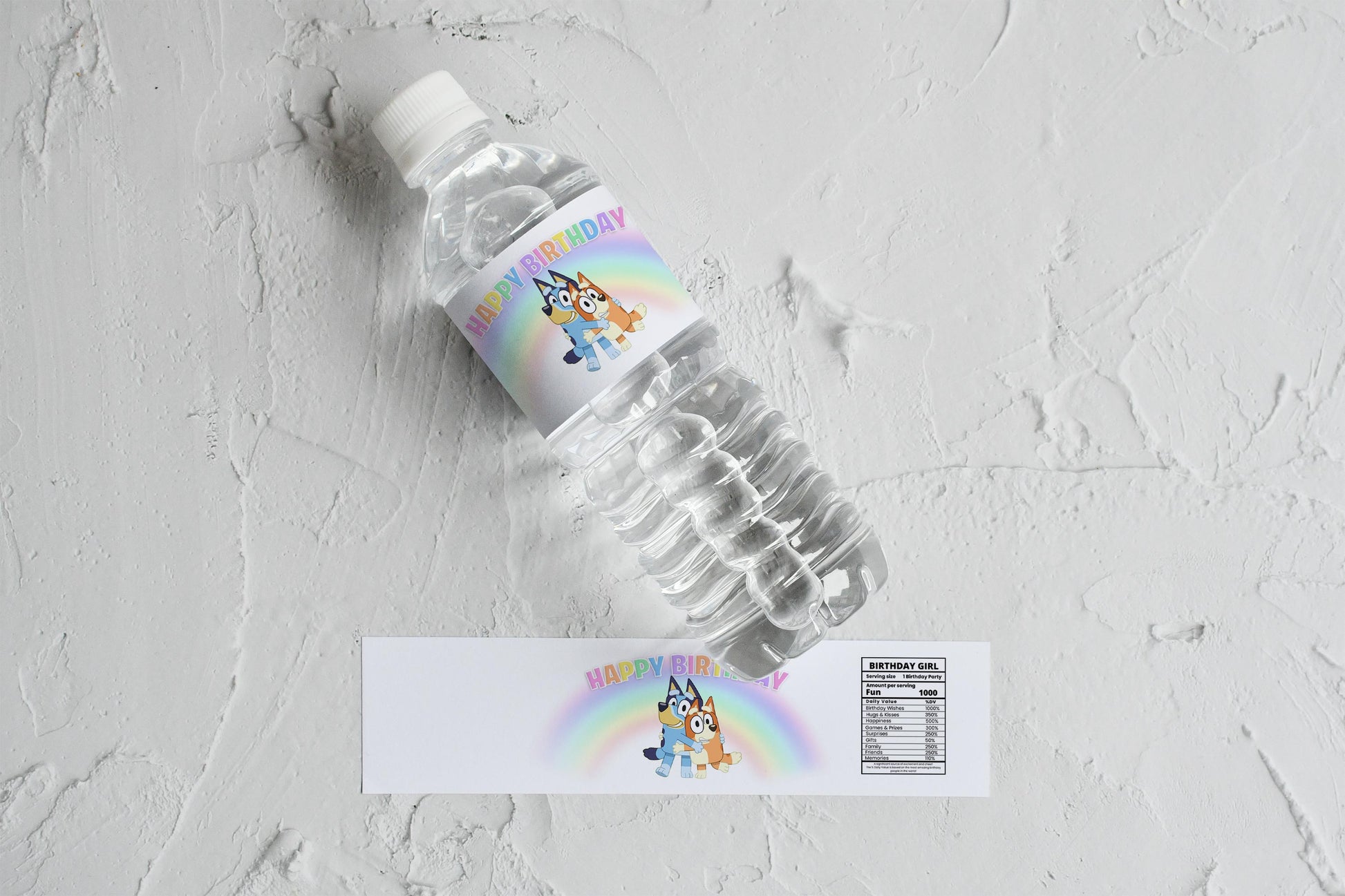 Happy Rainbow Personalized Birthday Party Water Bottle Labels